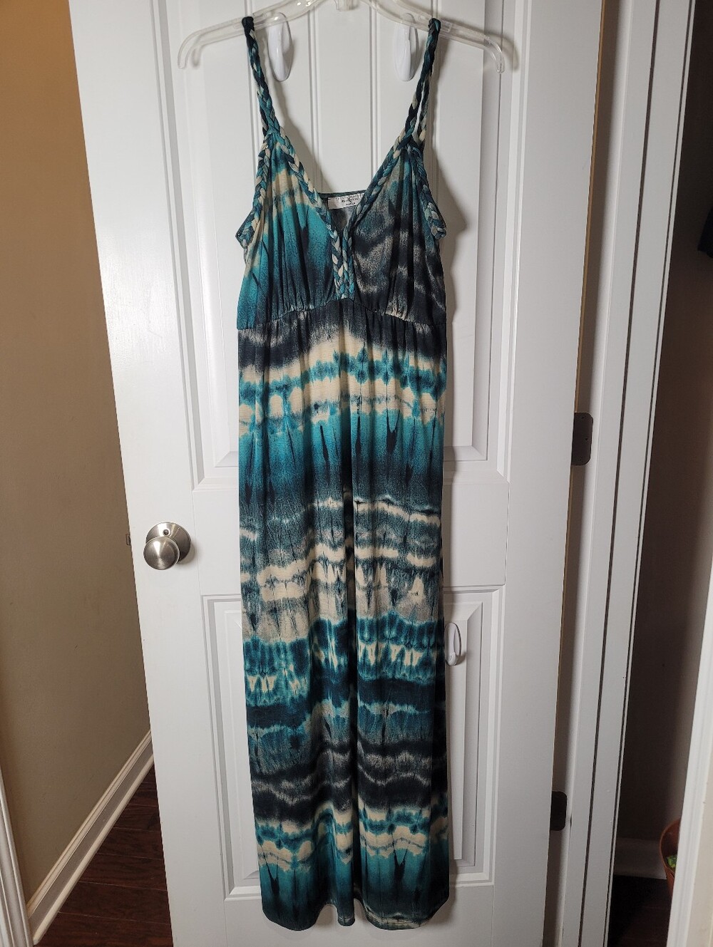 Blue Teal Tie-Dye Maxi Dress by Moa Moa. No size label